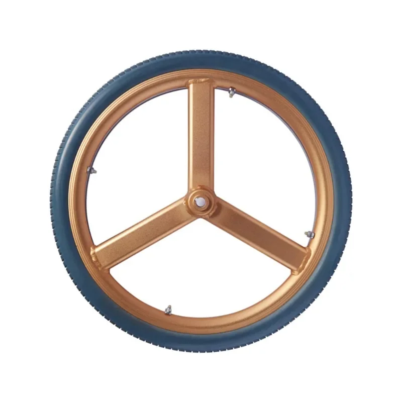 22-inch rear wheel of electric wheelchair, local tyrant gold three-pronged wheel with hand push circle, non-inflatable PU solid