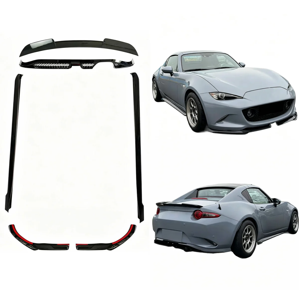 ABS-Karosserie-Kit für Mazda MX-5 Miata ND im MSR-Stil, modifiziert mit Frontspoiler, Heckspoilerlippe, Seitenschweller, Autozubehör.