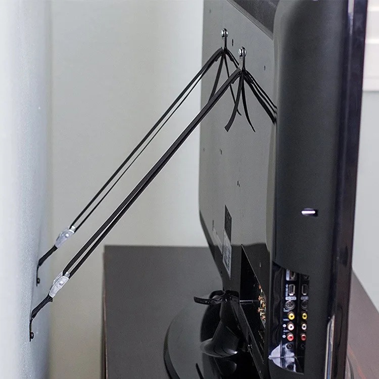 Adjustable Black Nylon Furniture Anti Tip Strap Hook Loop Fastening Television Bookcase Cabinet Home Wall Fixing