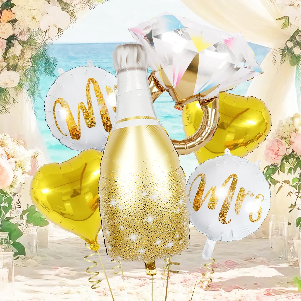 Ballonset mit Diamantring-Motiv, geeignet für Hochzeiten, Jubiläen, Brautpartys, Junggesellen-/Junggesellinnenabschiede