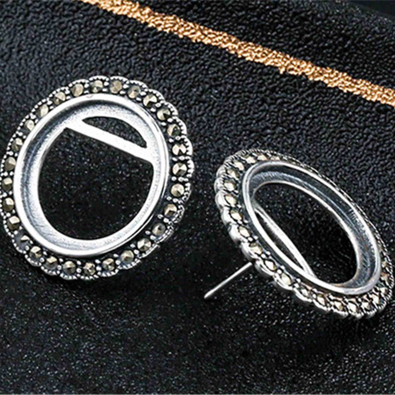 

Earring Settings (14x14mm Round Blank) Thai Sterling Silver Rhinestone Earring Studs for Round Cabochons E245B