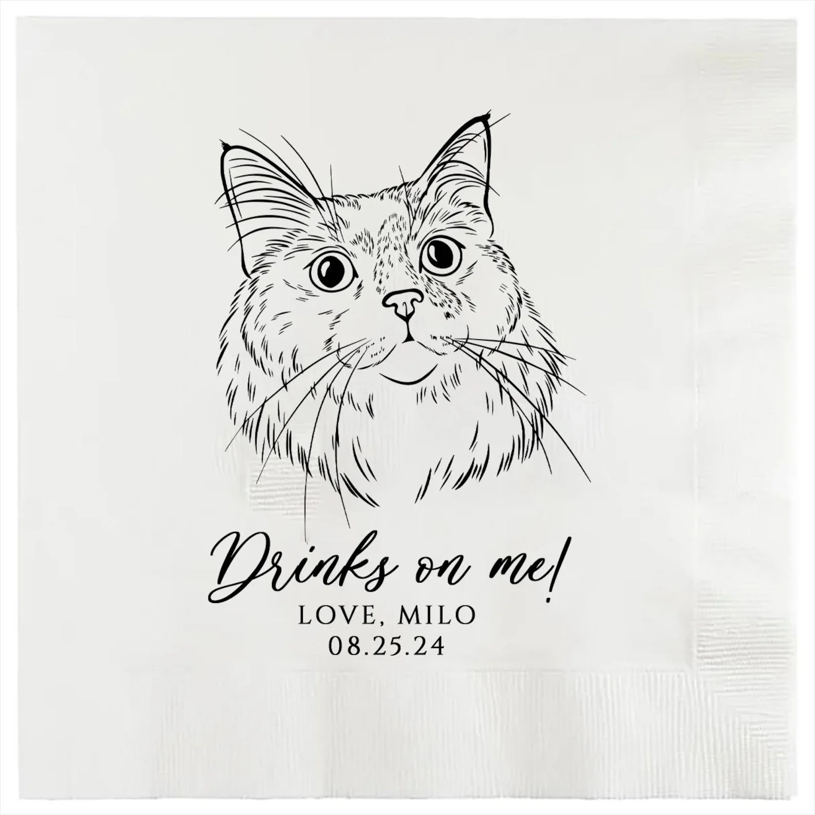 50pcs Custom Pet Portrait Cocktail Napkins, Dog Wedding Decor