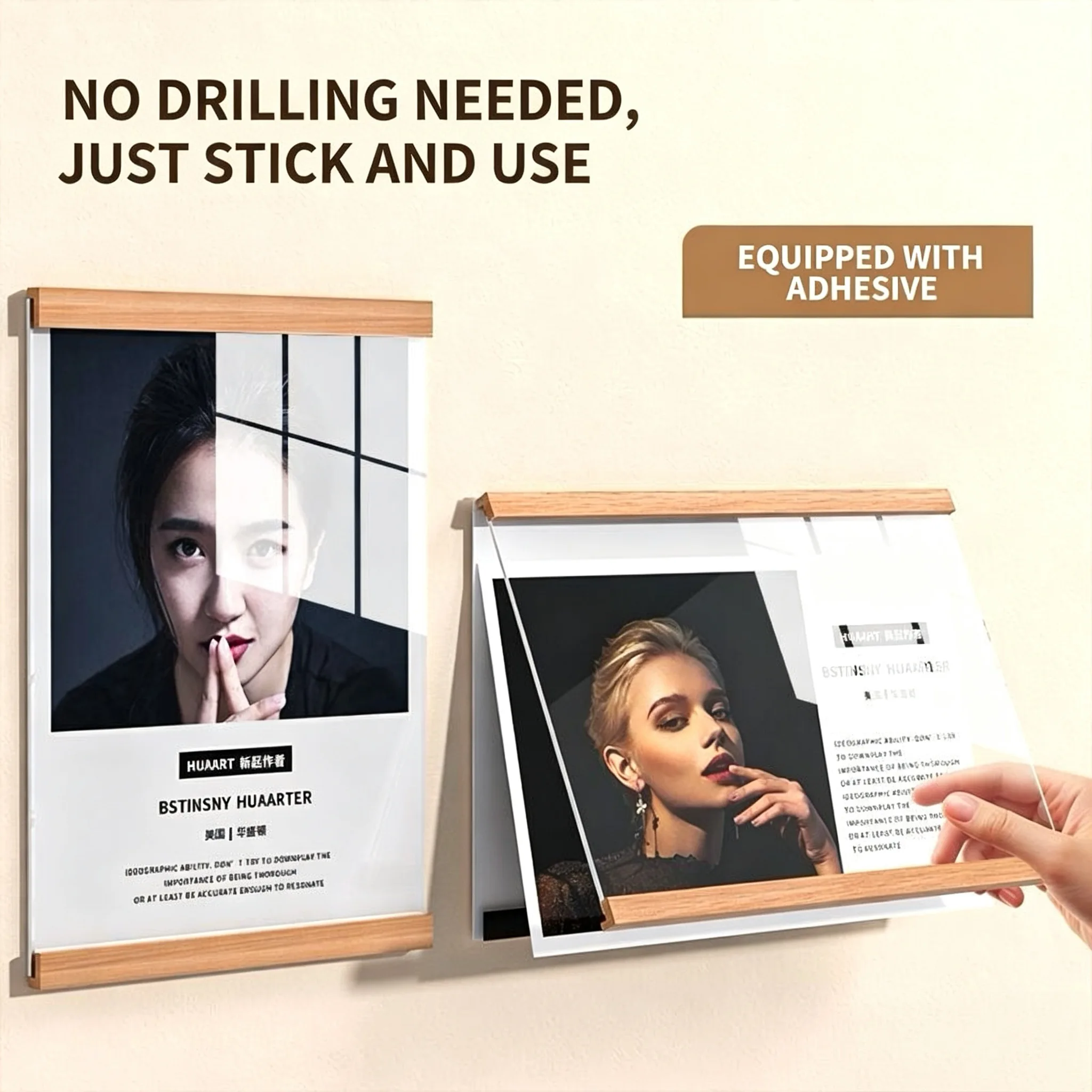 5 Pieces A5 148x210mm Wall Mount Wood Acrylic Photo Picture Poster Frame Restaurant Menu Sign Holder Poster Flyer Artwork Frame