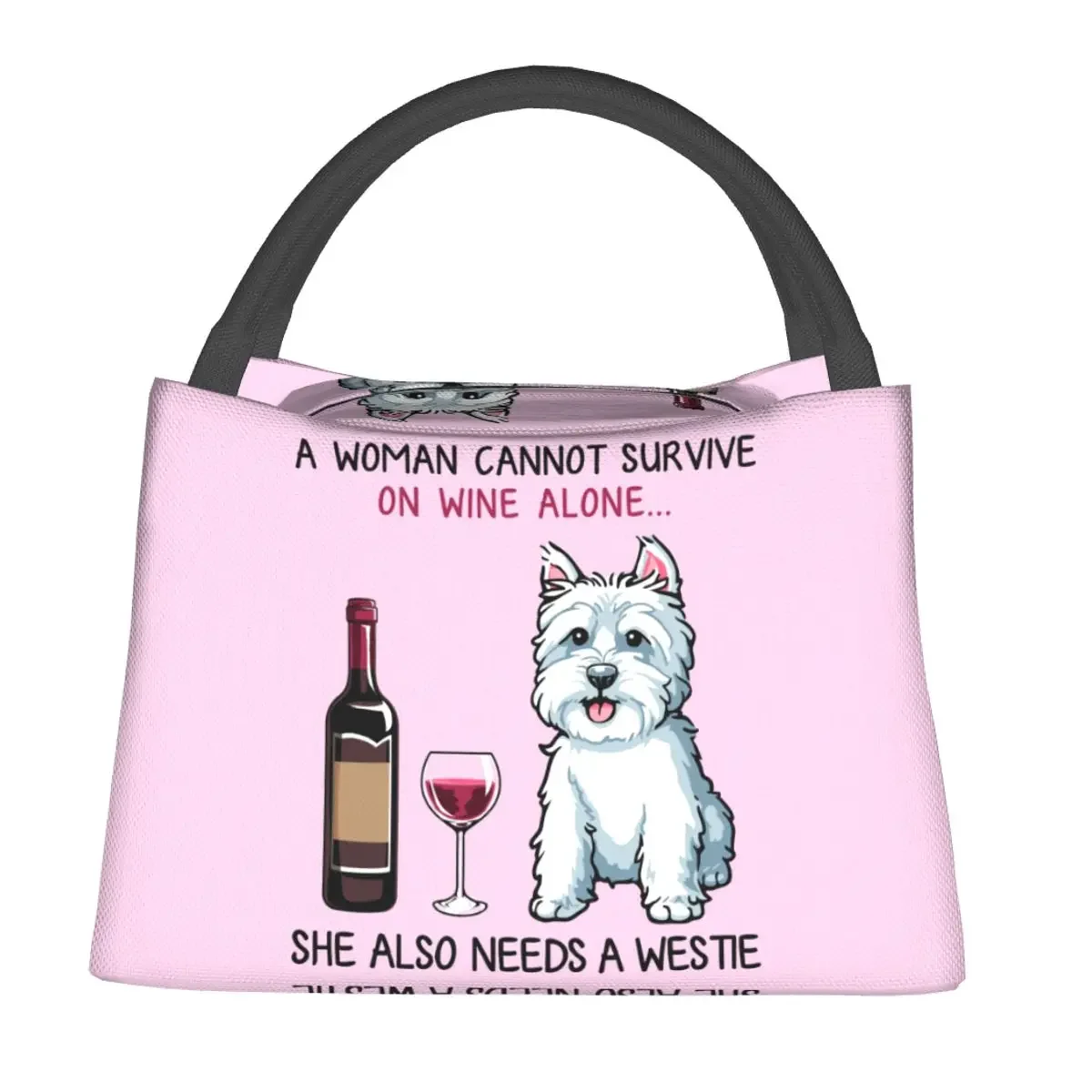 

West Highland Lunch Bag White Terrier Dog Kawaii Lunch Box School Convenient Tote Food Bags Print Cooler Bag