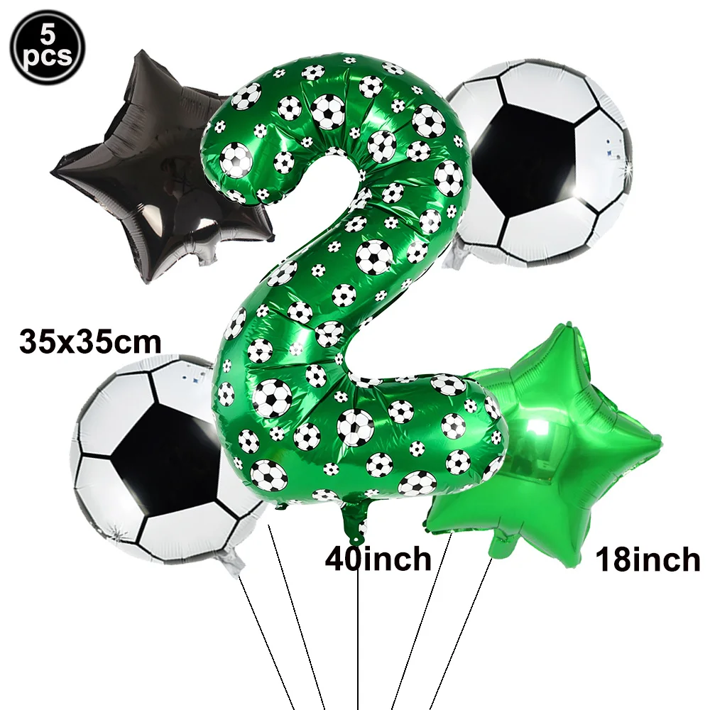 Fußball-Thema Geburtstagsdeko Ballonset Fußball-Trophäe Folienballon Grüner Fußball-Druck Nummer 0123456789 Ballon Jungen-Geschenk ﻿ – Detail 3