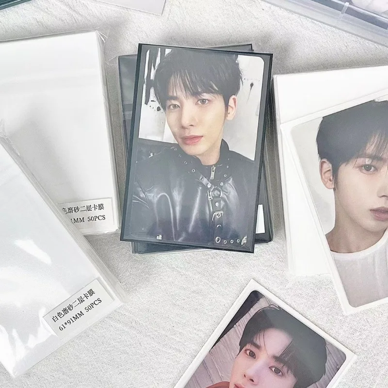 50pcs Kpop Card Sleeves 61x91mm 20C Holder For Holo Postcards Top Load Films Photocard Game Cards Protector