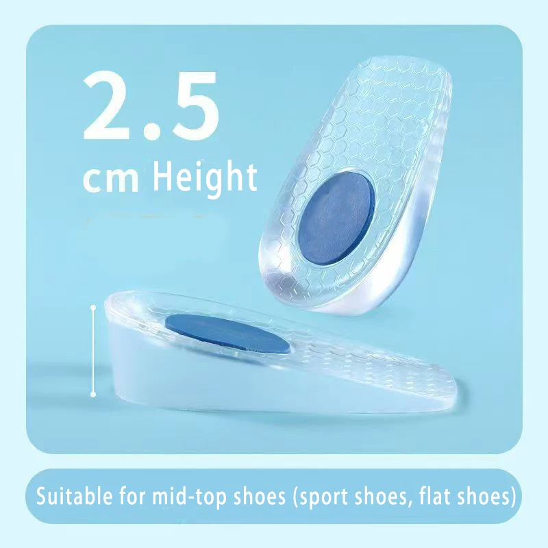 Silikon-Einlegesohlen zur Erhöhung der Höhe für Männer und Frauen, Schuheinlagen, unsichtbare Erhöhungs-Einlegesohlen für Schuhe, Fersenlift, Gel-Fußpolster – Detail 8