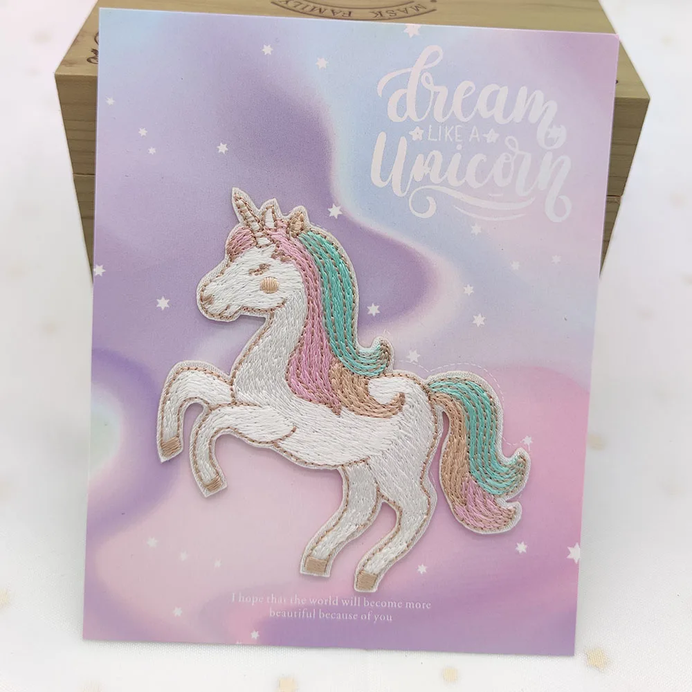 Rainbow Horse Embroidery Sticker Iron On Patches Naszywki Na Ubrania Parches Bordados Patch On Clothing Coudre Paste Directly