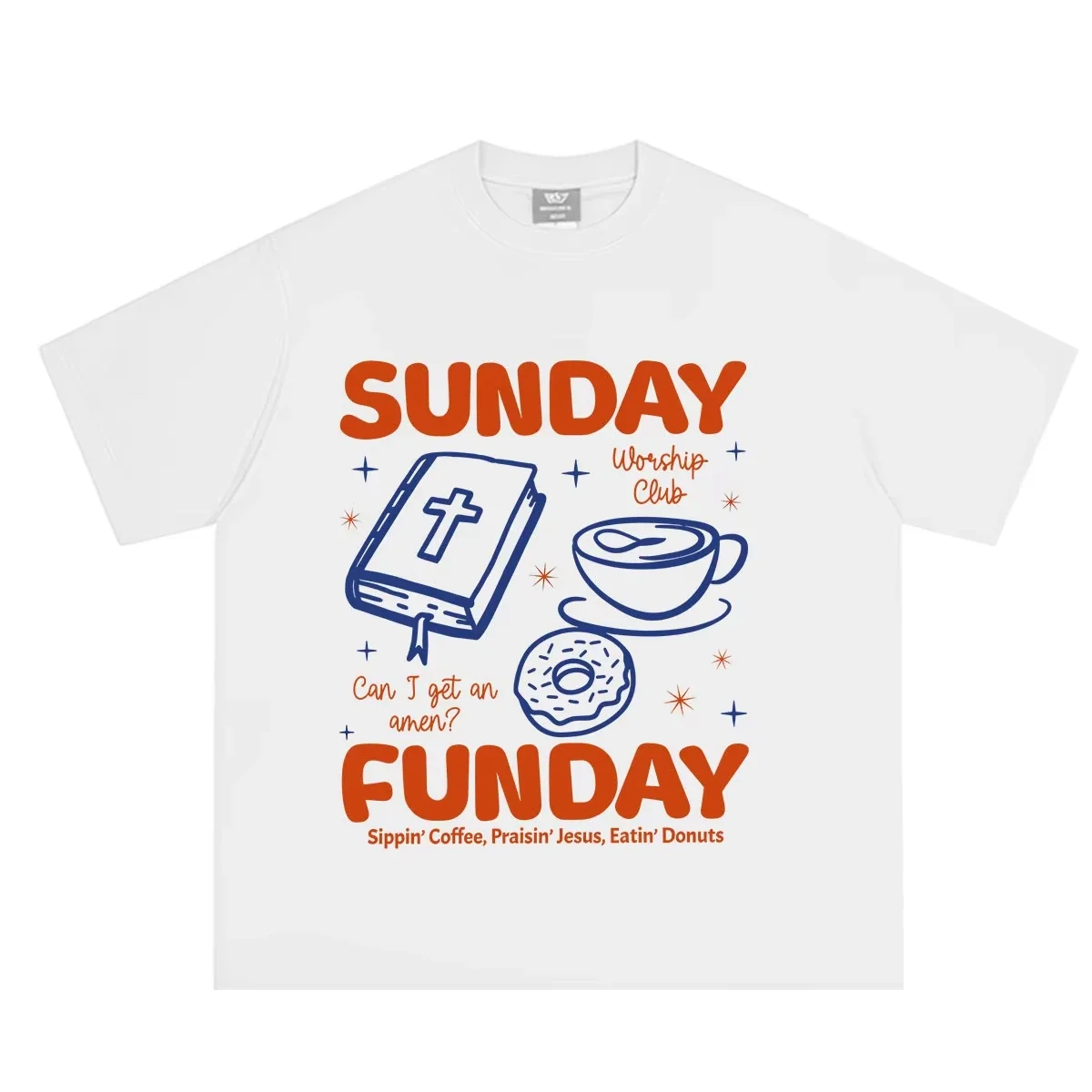Sunday Funday Coffee Christian Bible Faith Jesus Graphics T-Women Fashion Casual T-shirt Summer Loose  T-shirts