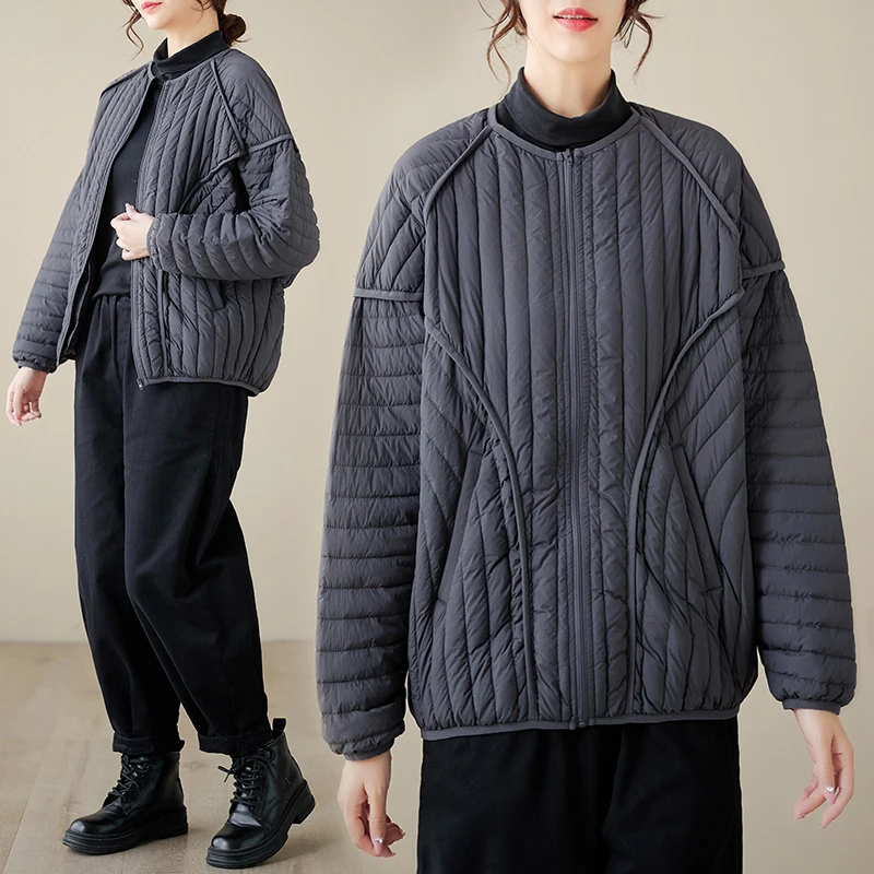 

Легкая короткая женская куртка-пуховик оригинального дизайна, большие размеры, теплая верхняя одежда для осени и зимы, пальто для невысоких женщин