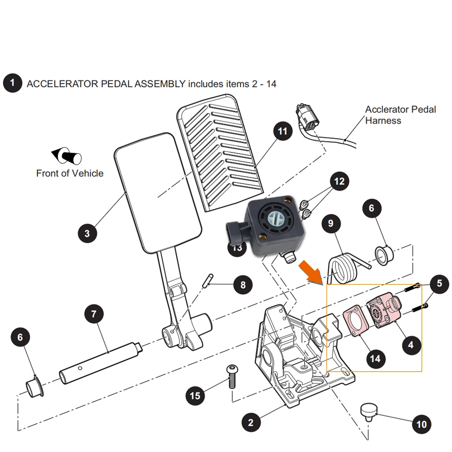 EZGO E-Z-go RXV ezgo 2015-Up Electric Golf Cart Throttle Sensor Electronic Accelerator Position Sensor OEM 671848