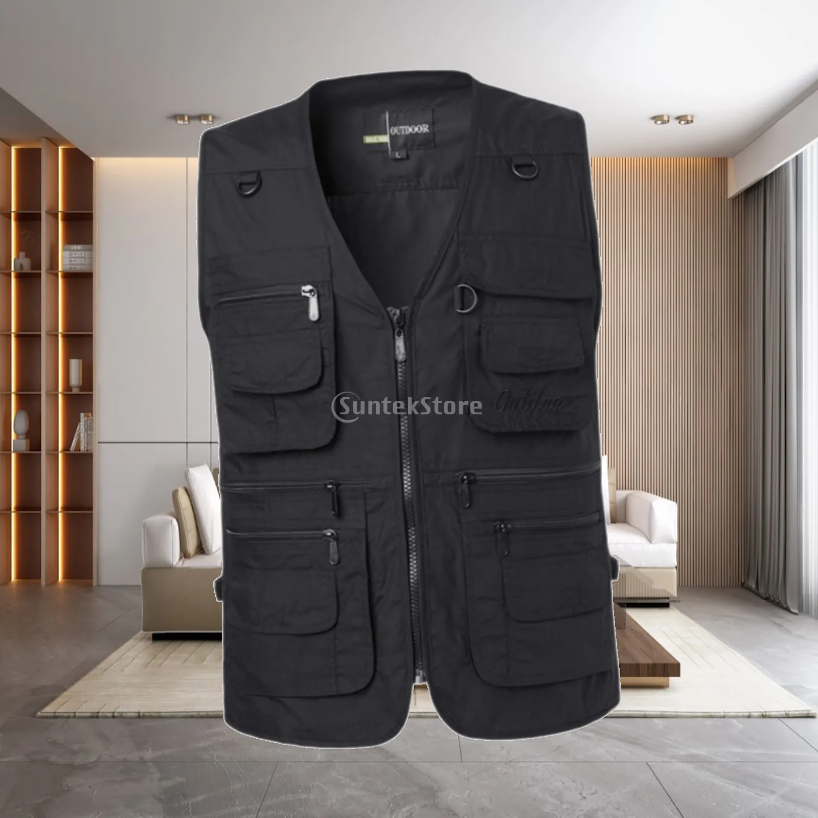 Mesh Fly Fishing Vest Adjustable Utility Work Vest Multi-pocket Outdoor Jacket for Hiking and Water Sports