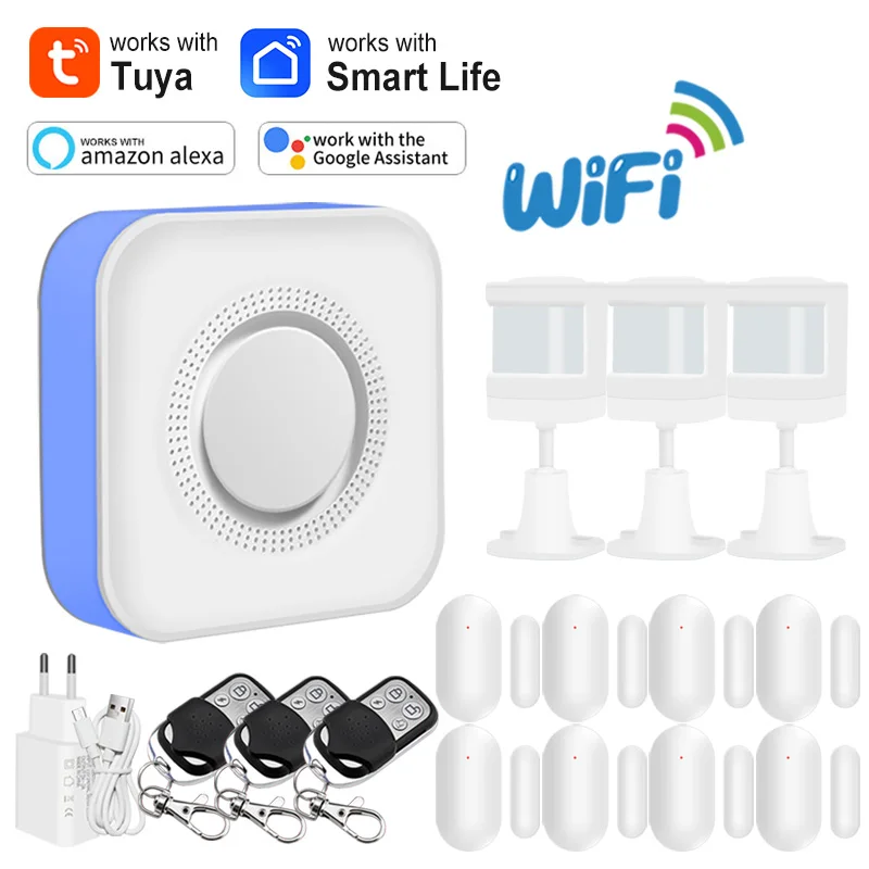 

Tuya Wi-Fi домашняя охранная сигнализация звуковая сирена 433 МГц беспроводной датчик умный охранный хост управление через приложение поддержка Alexa Google