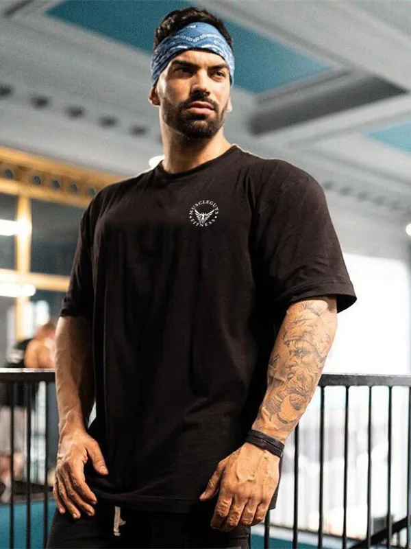 Loose Fit Pure Cotton ort Sve T-irt round Ne American Sle Base irt Fitn Bodybuilding Casual Top for Men