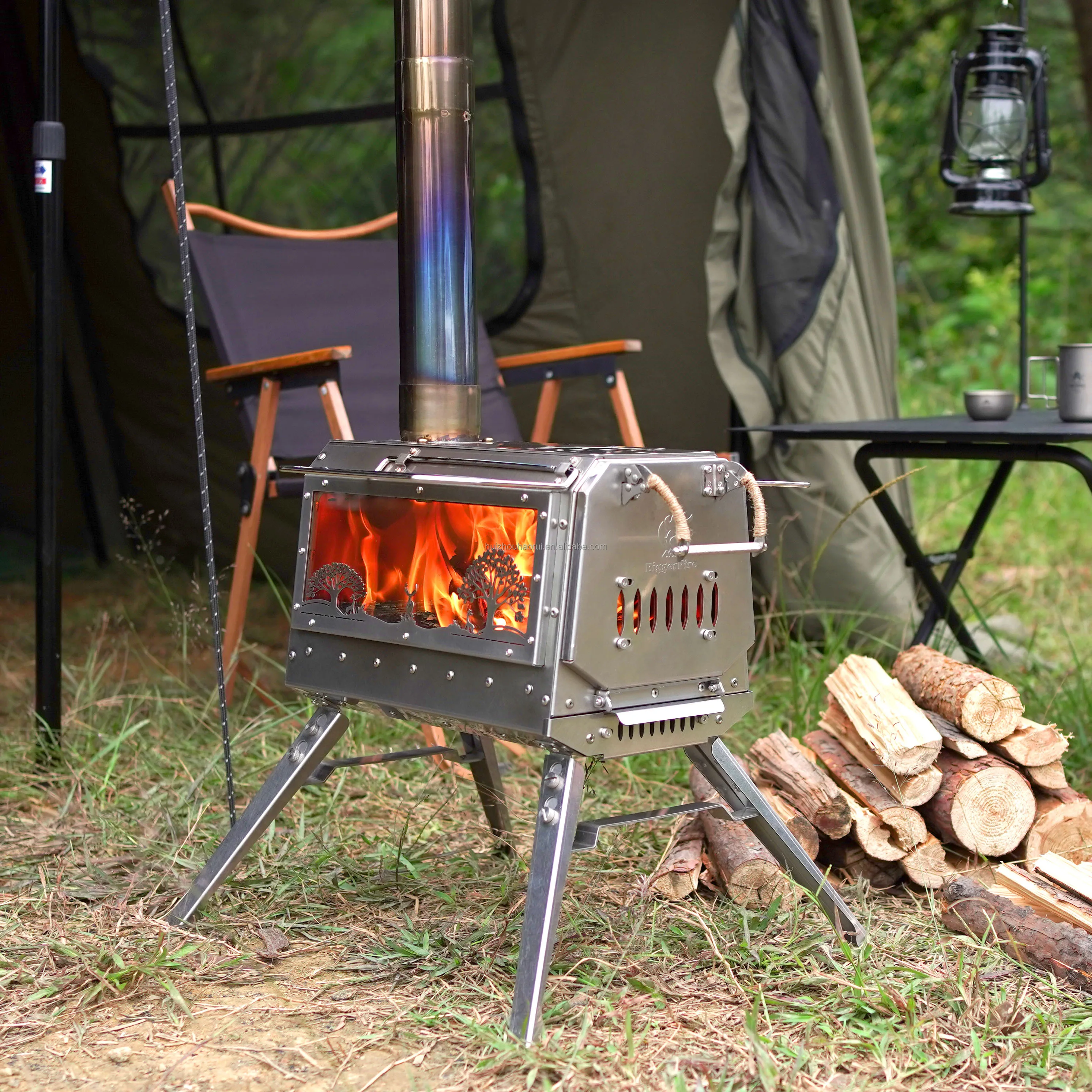 Wholesale Outdoor Camp Stove Winter Cooking Heating Wood Burning Stove Portable Backpacking Stainless Steel Hot Tent Wood Stove