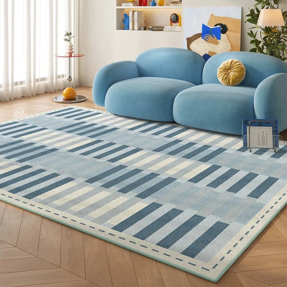 Blue Checkered Striped Large Area Rugs for Living Room Carpet Washable Non-slip Rug Bedroom Mat Home Decoration Tapete Sala 거실러그