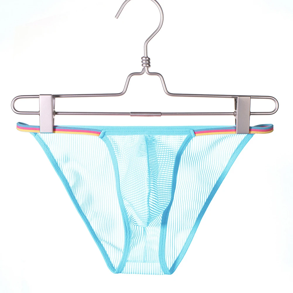 Mens Stripe Briefs Femboy Pouch Underwear For Man See Through Low Waist Japanese Thongs Breathable Underpants Extreme Panties