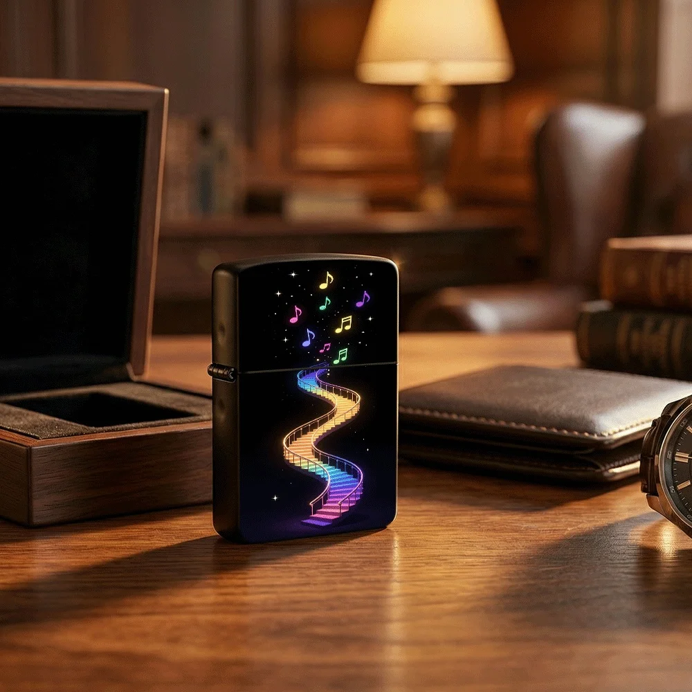 Vintage Flip Top Lighter lighters vintage Rainbow Glowing Spiral Staircase Colorful Music Notes Starry Dark Space Print lighters