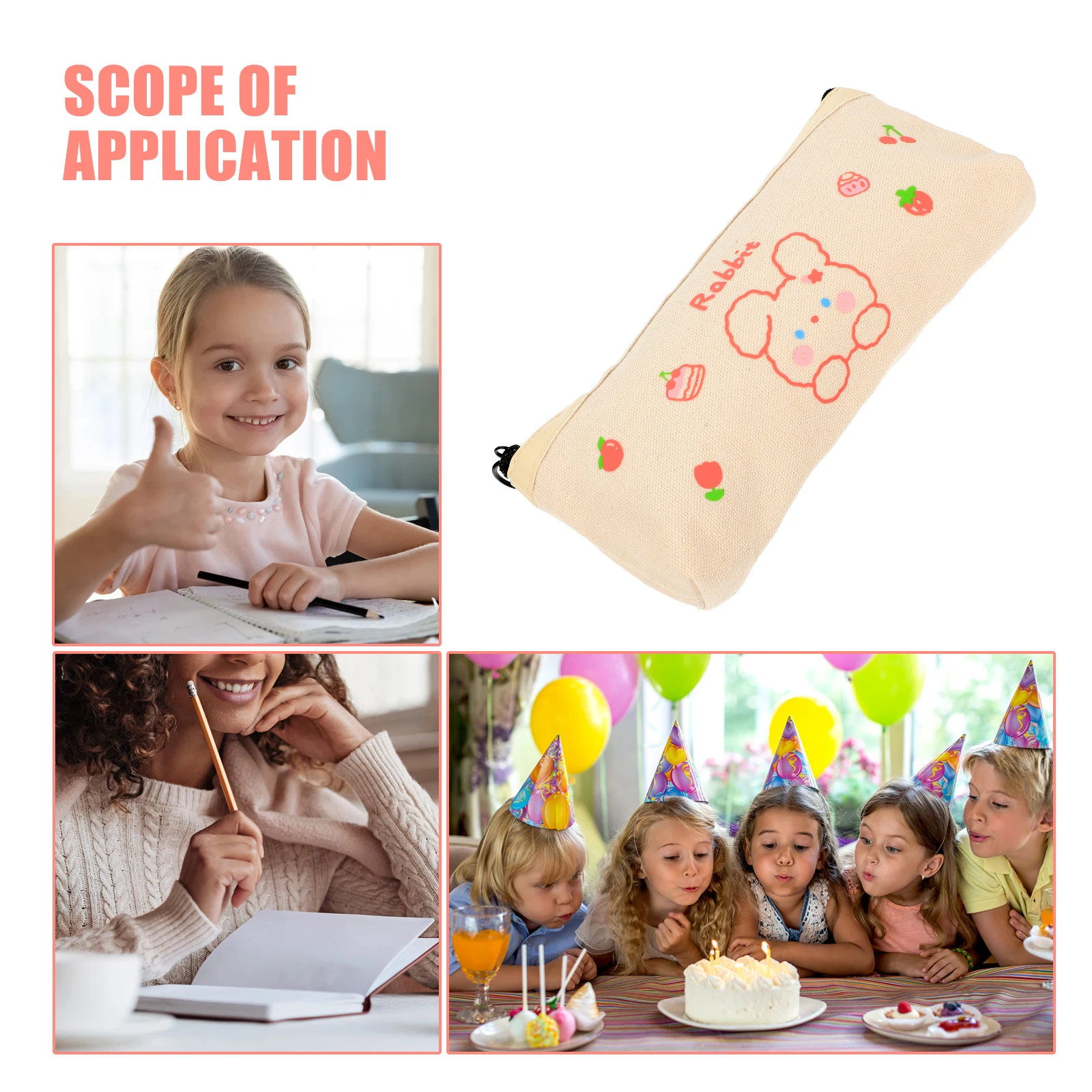 Pencil Case Stationery Organizer Large Capacity Lightweight Portable Zipper Bag Lovely Pattern Kids Practical Storage Pouch