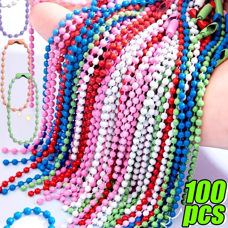 10/100pcs Ball Bead Chains Diy Keychain Dolls Label Hand Tag Connector Bracelet Jewelry Making Finding Accessorise Wholesale