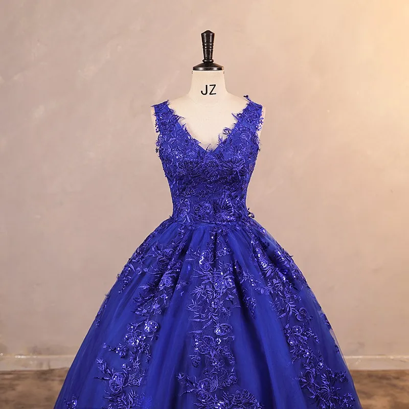 FibrQuinceanera-Robe de Rhclassique à col en V avec queue pour fille, robe de soirée douce, photo réelle, robe de Rh, automne, nouveau, 2023