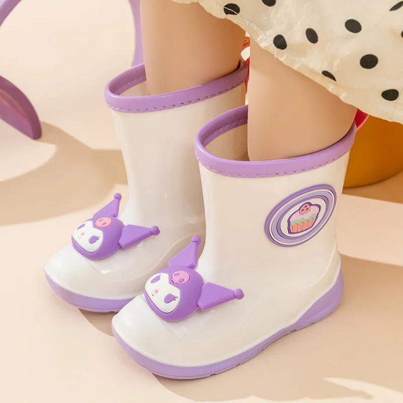 Kuromi Child Kawaii Cartoon Rain Boots Anti-Slip Boy Girl Water Shoes Cinnamoroll Middle Tube Anime Rain Boots Hello Kittys