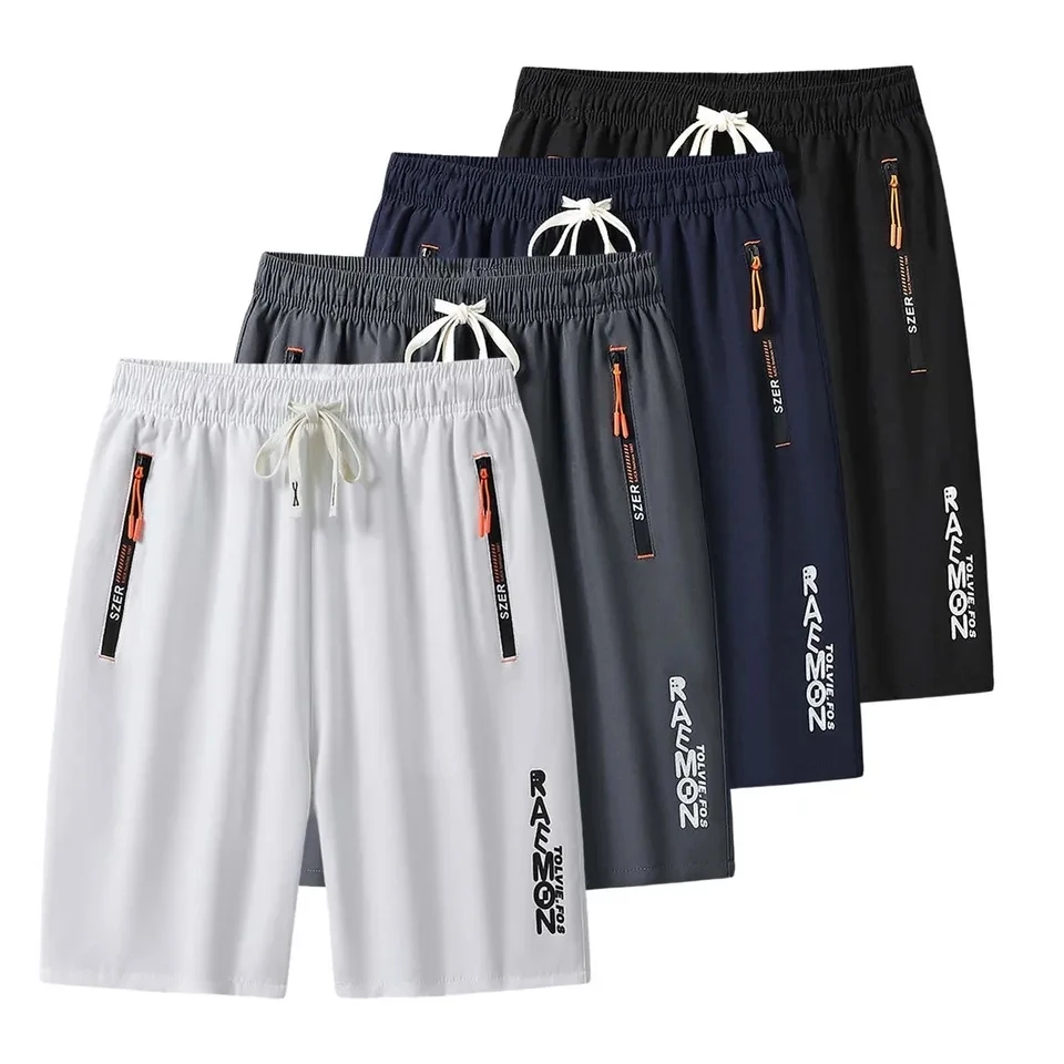 

Plus Size M-8XL Men's Shorts Summer Ultra-Thin Ice Silk Beach Casual Shorts With Zipper Pocket Gym Sports Jogging Short Pants