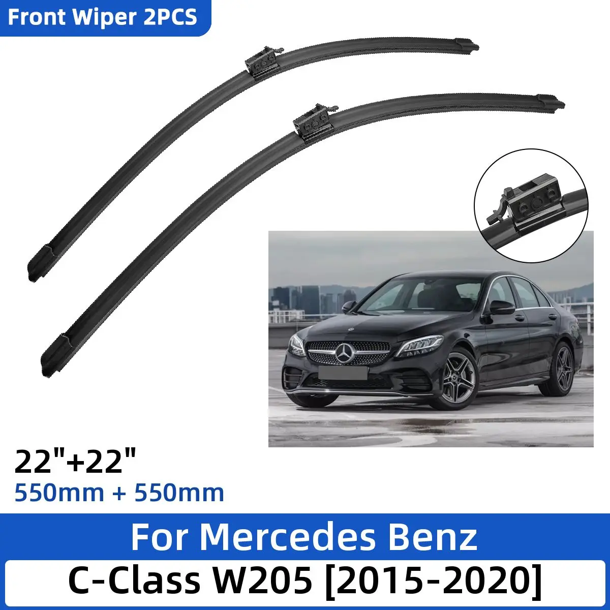 

Щетки стеклоочистителя передние для Mercedes Benz C-Class W205 2015-2020 22 + 22 дюйма, 2 шт., аксессуары для стеклоочистителя лобового стекла 17 2018