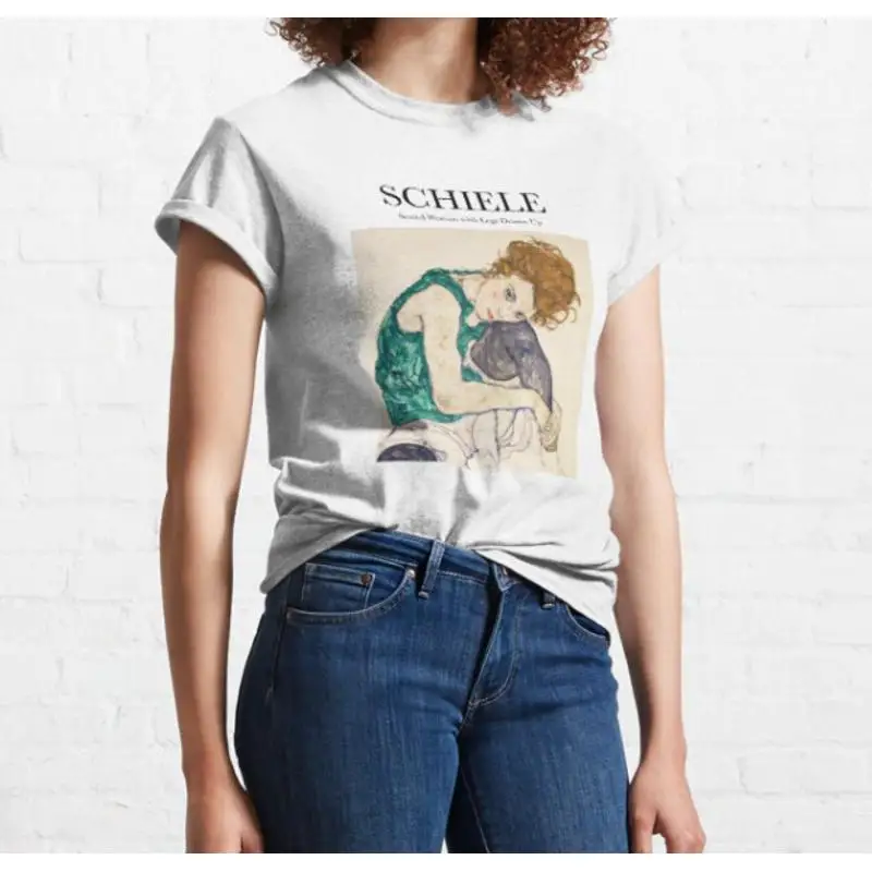 Seated Woman with Legs Drawn Up T shirt Egon Schiele 100 Premium Quality