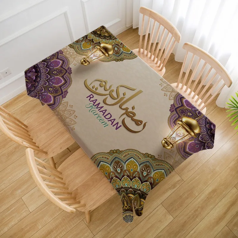 VIKAMA Ramadan Kareem Mandala Laterne Wasserdichte Tischdecke Tischdekoration Eid Mubarak Küche Esszimmer Tischdecke Ramadan Dekor