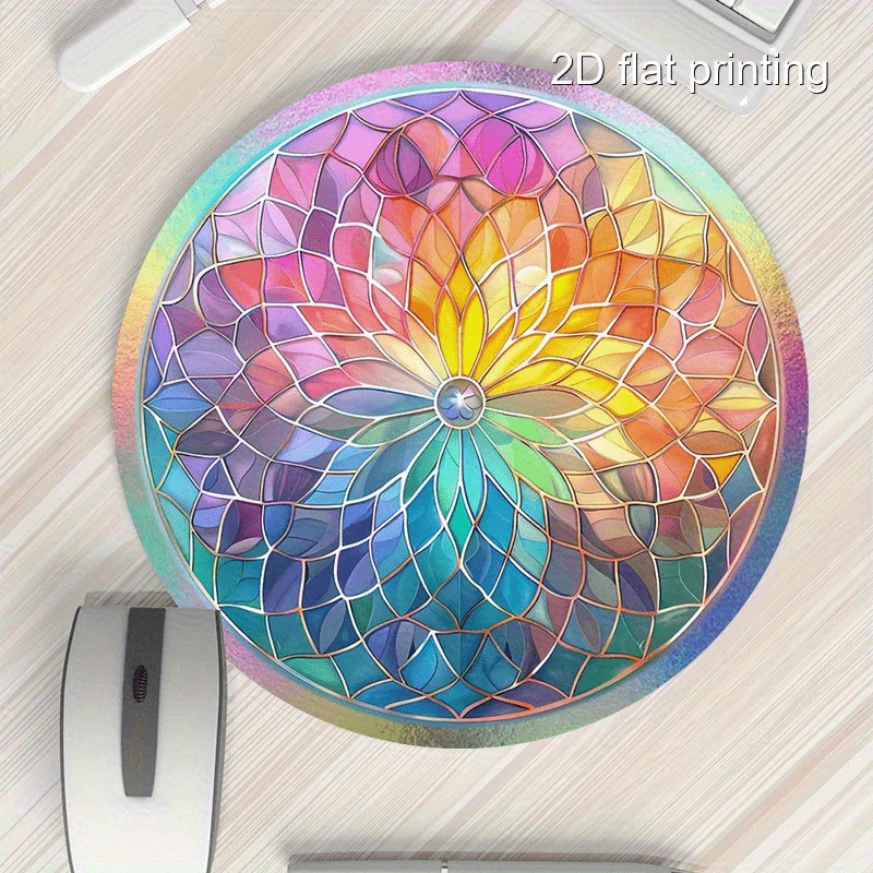 

Colorful Mouse Pad Non-Slip Mandala Art Round Mouse Pad Desk Mat for Office and Home Use Desk Accessory Carpet Computer Mat