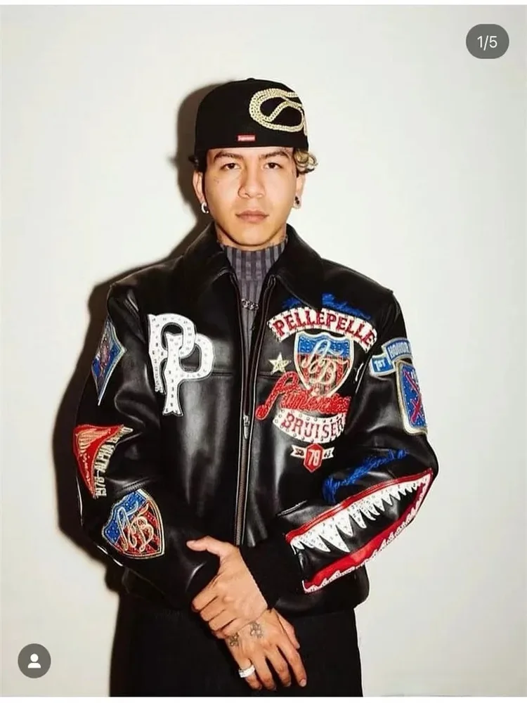 Pelle Pelle BRUISER Heavyweight Embroidered Eagle Hip Hop Trendy Jacket Autumn Winter New Style Leather Coat Youth Casual Wear