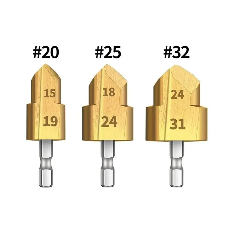 

2-Blade PPR Pipe Chamfer Drill Bit Set Hex Shank Reamer Tool for PVC PE Pipe Hole Opening and Deburring
