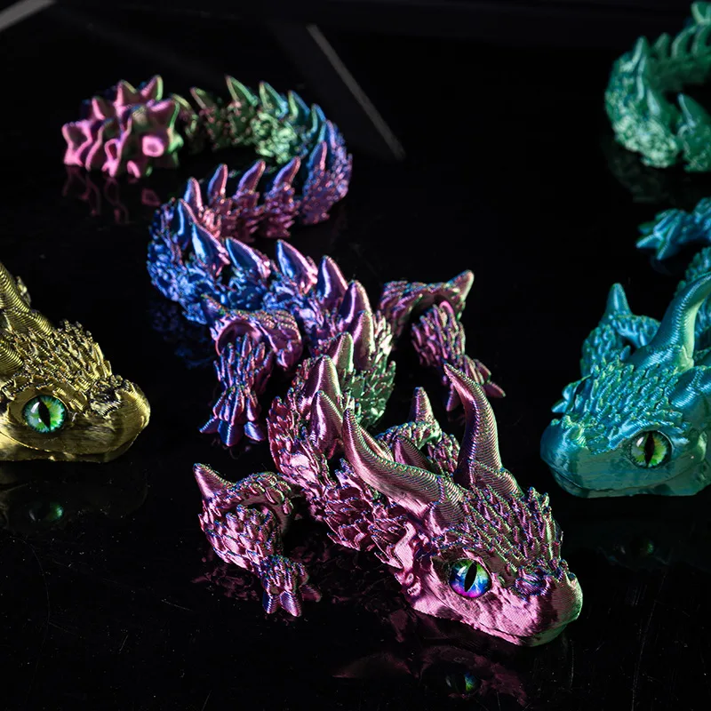 3D Printed Magic Dragon Movable Joint Fidget Toy Rotatable Articulated Office Desktop Ornament Adults Kid Toy Crafts Gift