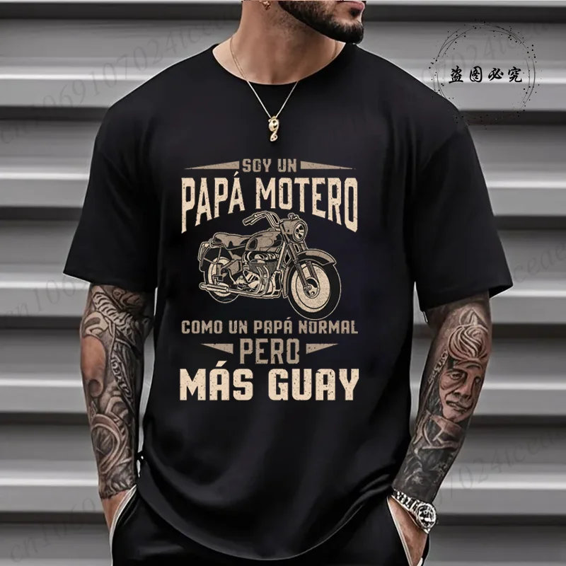 Soy Un Papá Motero Fashion T-shirt Summer Men Motociclismo Biker Print Tees Hip Hop Style Short Sleeve Harajuku Tshirt Male Tops