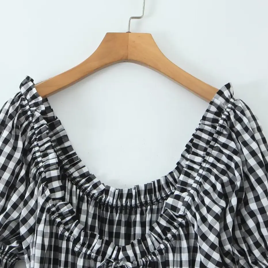 เสื้อสเวตเตอร์ผู้หญิงดีไซน์ใหม่สไตล์คันทรีลายสก็อตทรงตรงยาวเข้ารูปทรงสลิมลำลองสำหรับฤดูใบไม้ร่วง JNLEAOG