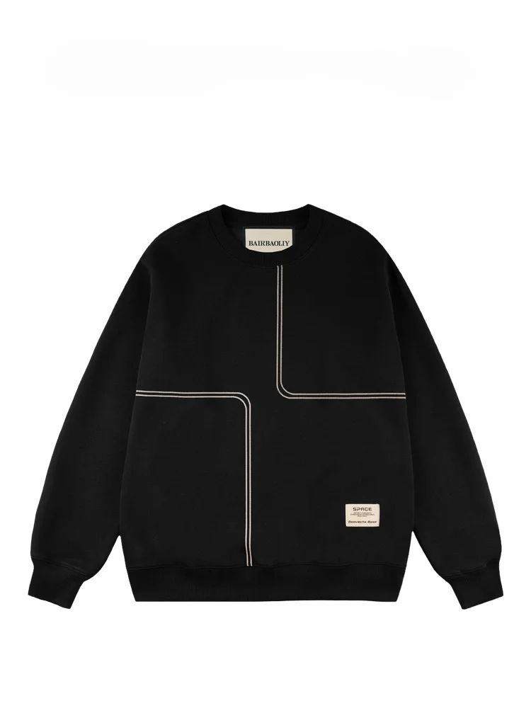 

Бренд BAIRBAOLIY, мужской повседневный свитшот с креативным принтом и круглым вырезом, модный, всесезонный, из смеси хлопка и полиэстера