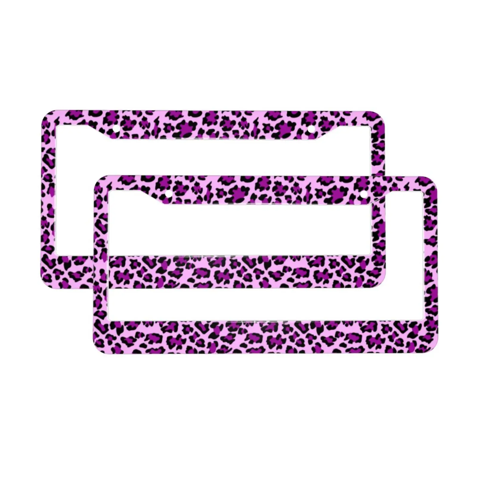 Pink Black Cheetah Leopard Print Standard Aluminum Alloy Car License Plate Cover Car Accessories Waterproof License Plate Cover