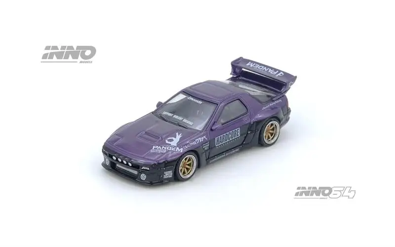INNO 1:64 FC3S RX7 PANDEM ROCKET BUNNY نموذج سيارة مصنوع من خليط معدني أرجواني
