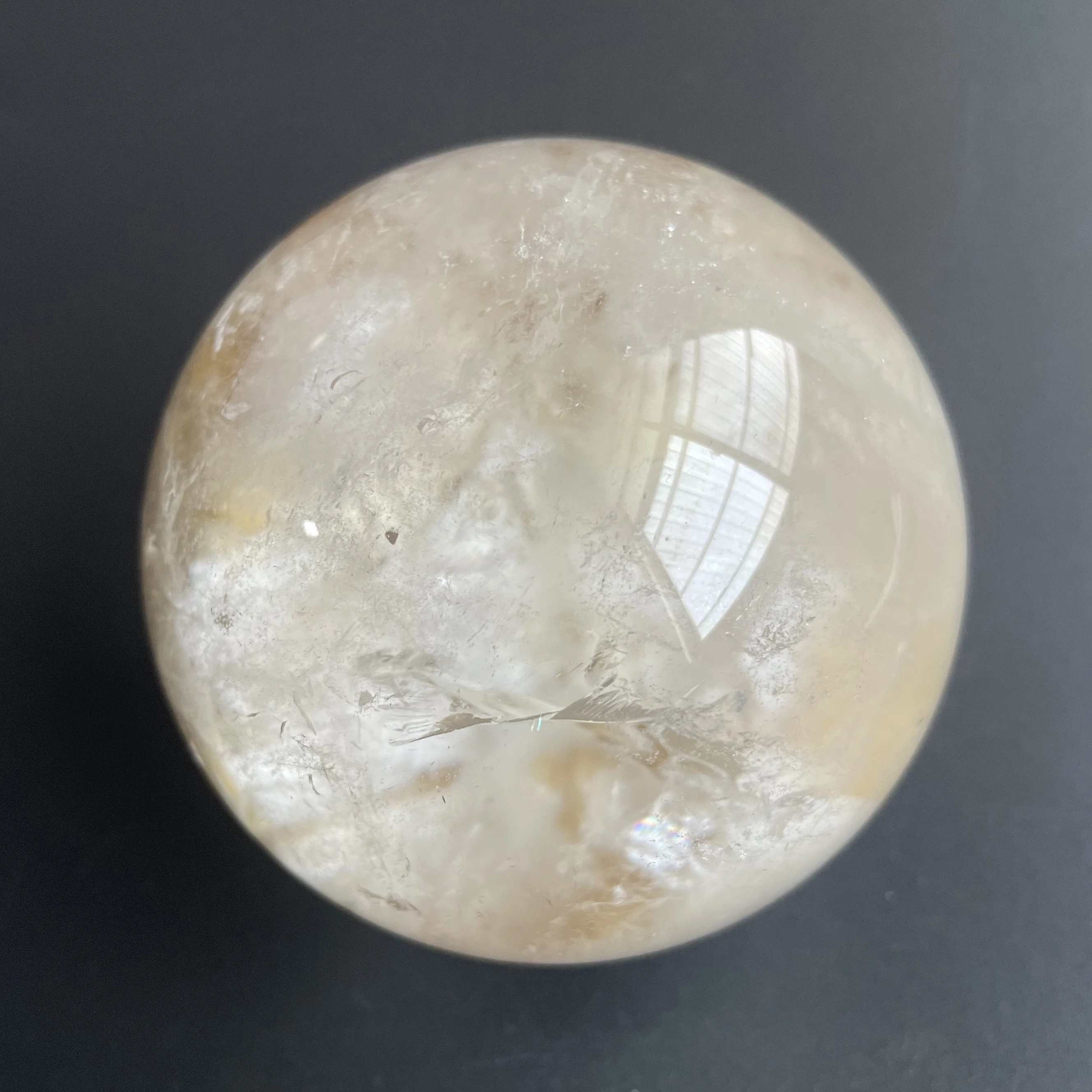 537g Natural Stone Quartz Rutilated Sphere Rabbit Hair Rainbow Crystal Ball Rock Decoration Rough Polished Healing D293