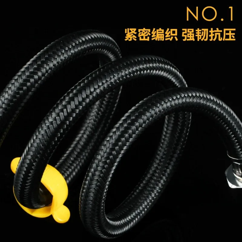 New Nylon 20-200cm Faucet Black Braided Water Pipe 1/2 Inch Hot and Cold Water Faucet Inlet Hose Heater Flexible Connecting Pipe