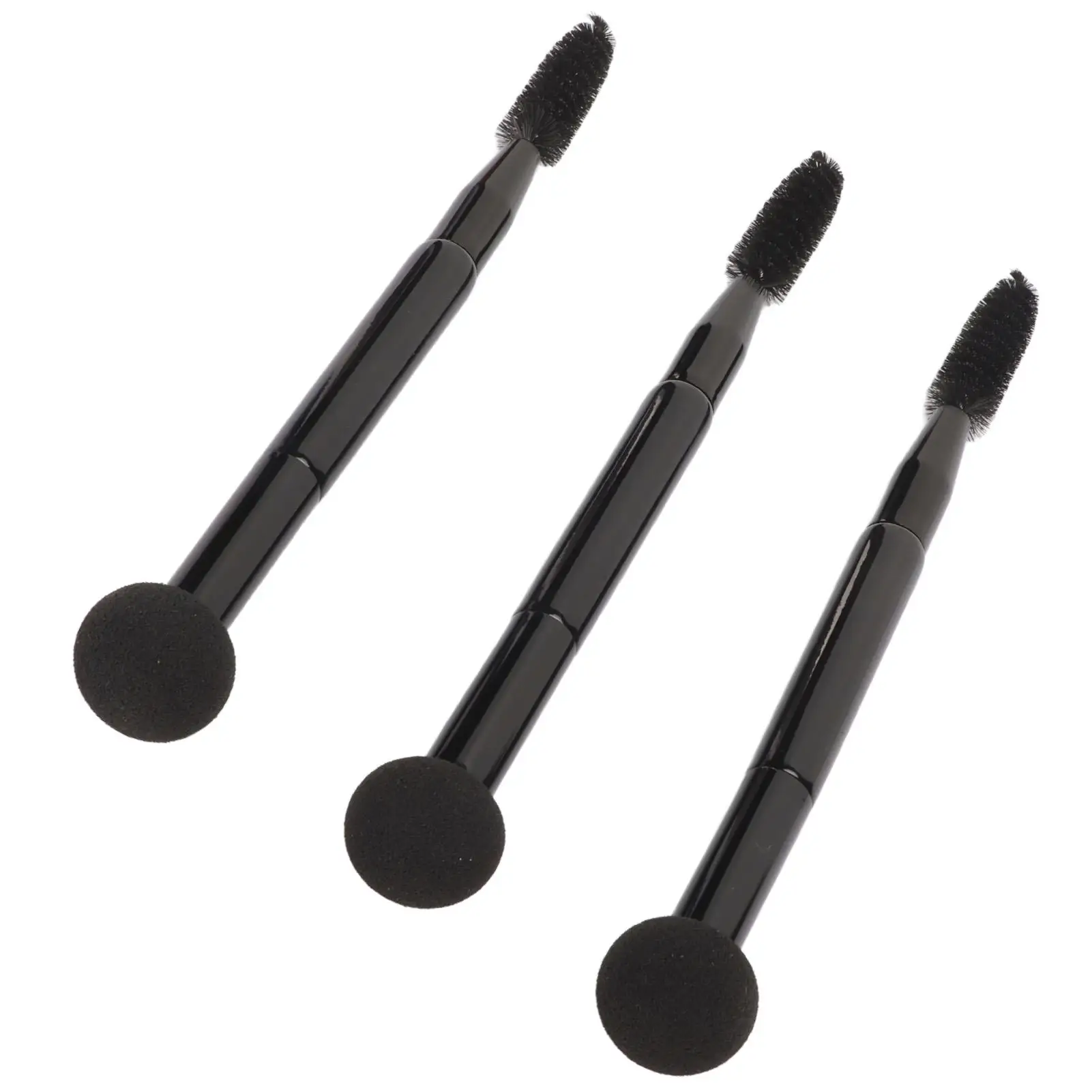 Double Ended Makeup Brush Set, Cogumelo Cabeça Esponja, Fundação e Aplicação Sobrancelha, 3Pcs