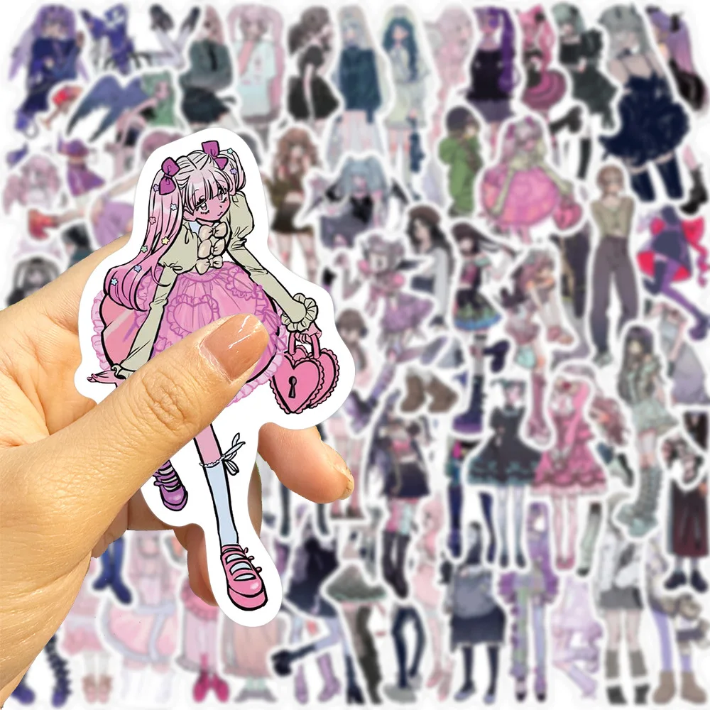 Domi Girl Graffiti autocollants, guitare décorative, cahier, bagages, papeterie, bricolage, étanche, moderne, 63 pièces