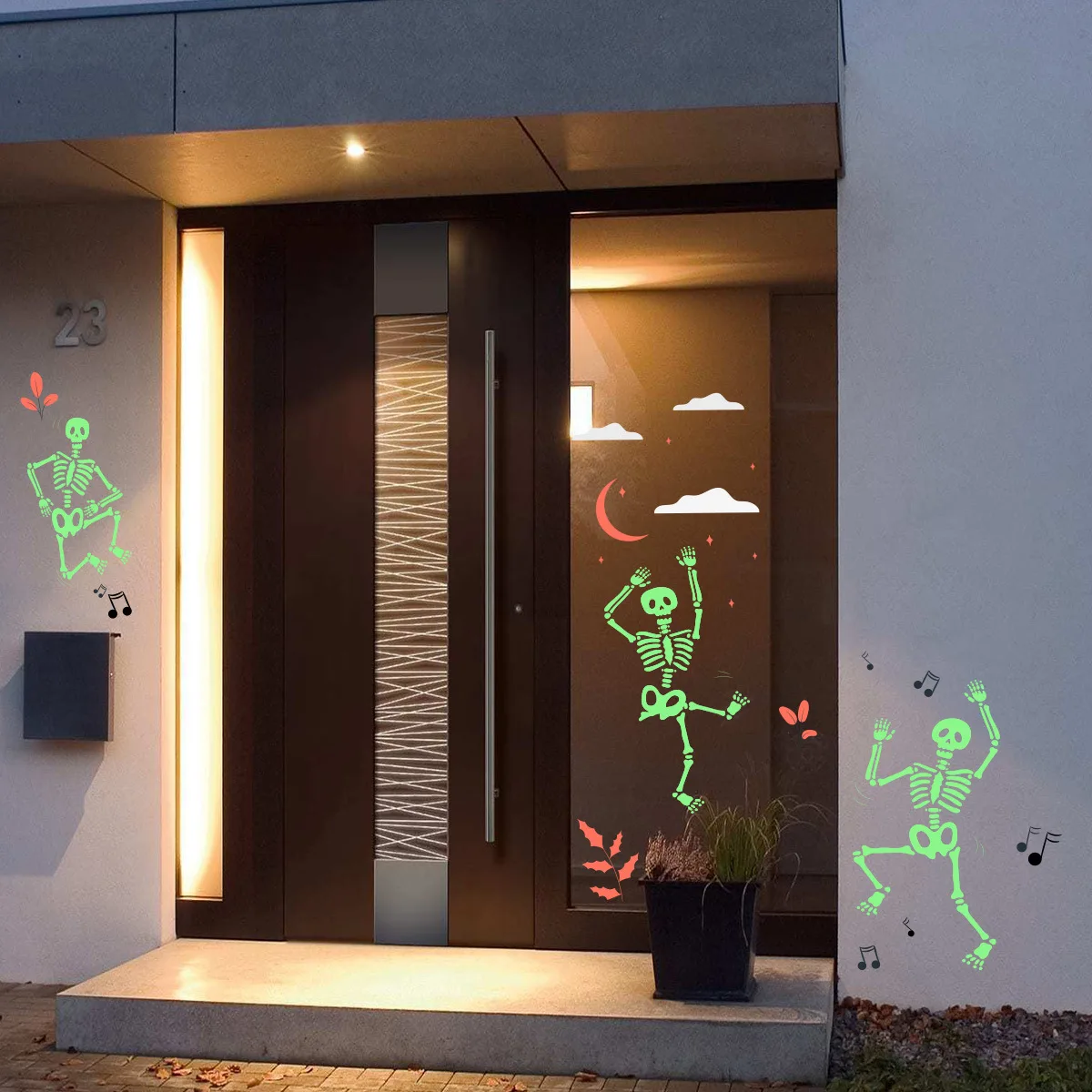 1pcs/set Glow in the Dark Blue Green Pink Skull Wall Sticker Adhesive Luminous Horror Skull Decal Halloween Home Party Decorator