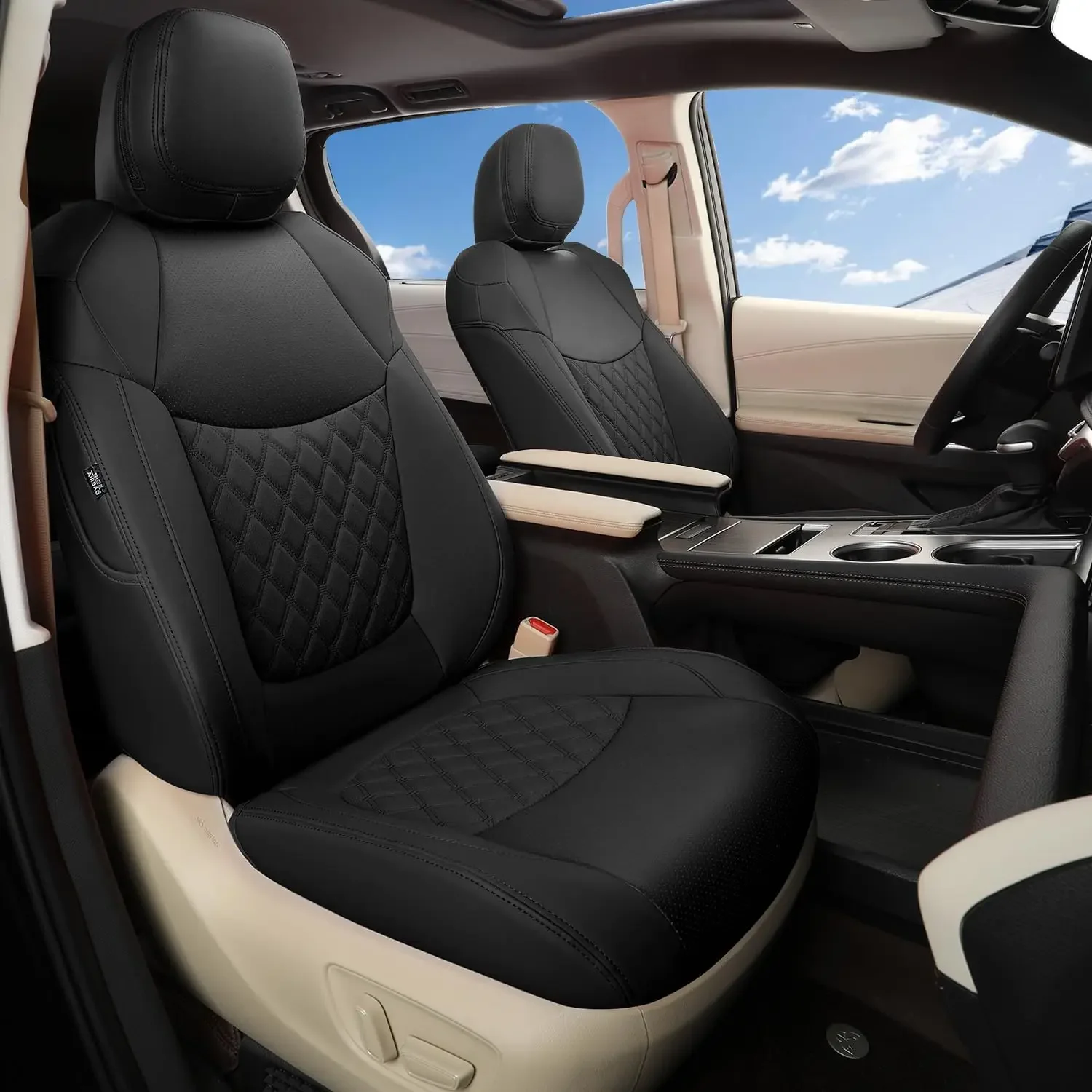 

Чехлы на автомобильные сиденья для Select Toyota Sienna LE, XLE 8 Passenger 2021 2022 2023 2024 2025, три ряда, искусственная кожа (полный комплект, черный)