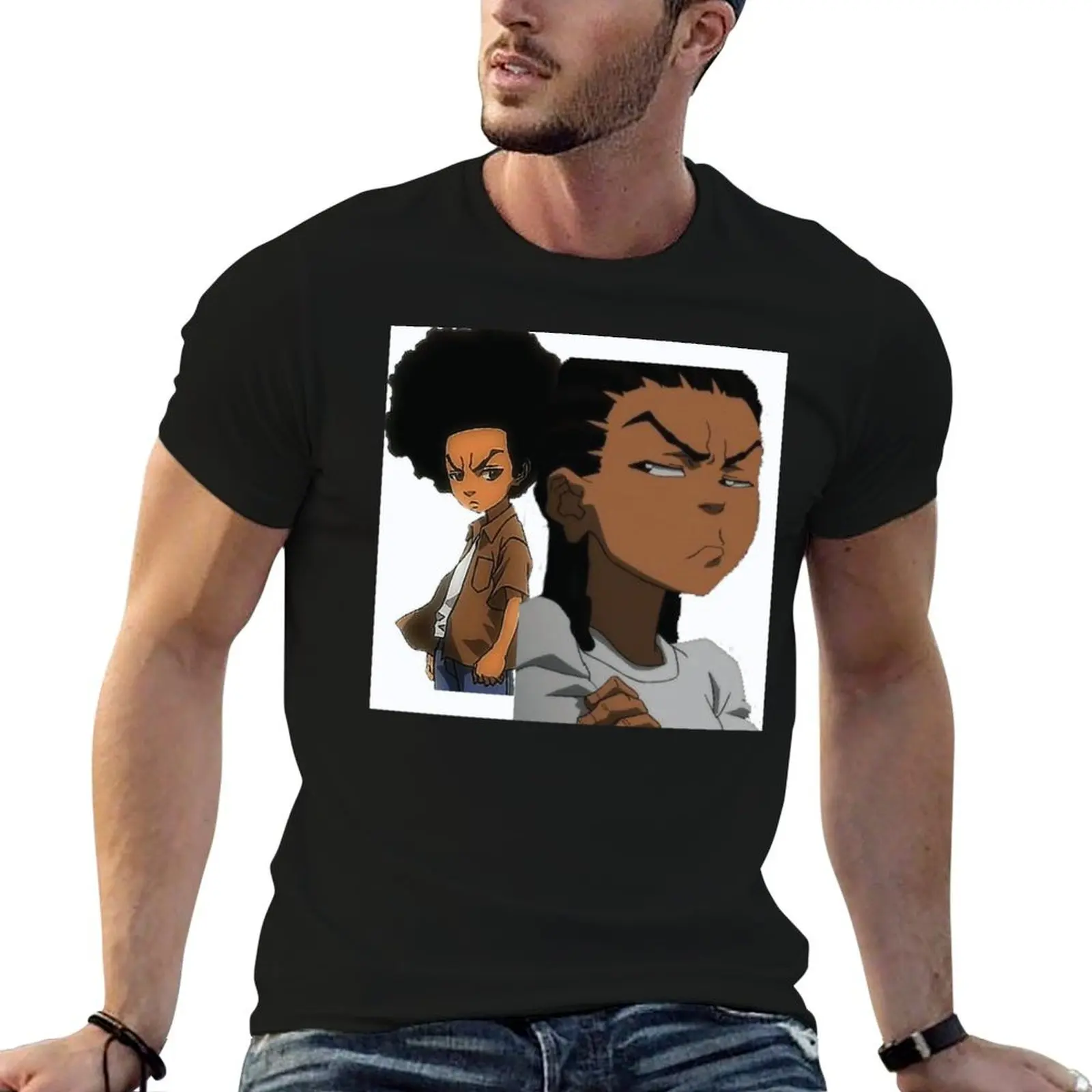 

The Boondocks Huey T-Shirt cotton t shirts high quality man t shirt heavy cotton T-Shirt