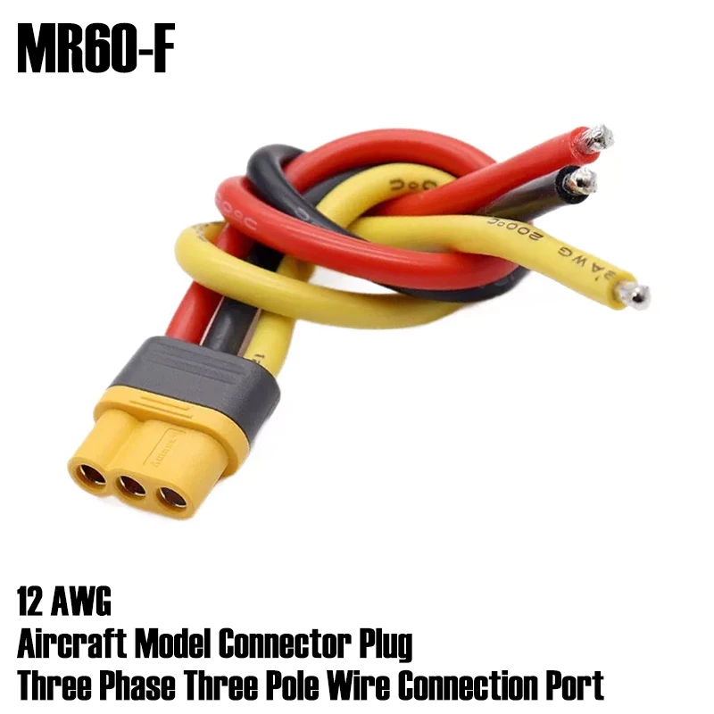 MR60 30A 3P 12AWG Connector Plug Male Female 3 Phase 3 Pole Silicone Wire Cable for RC Aircraft Model ESC Motor Connection