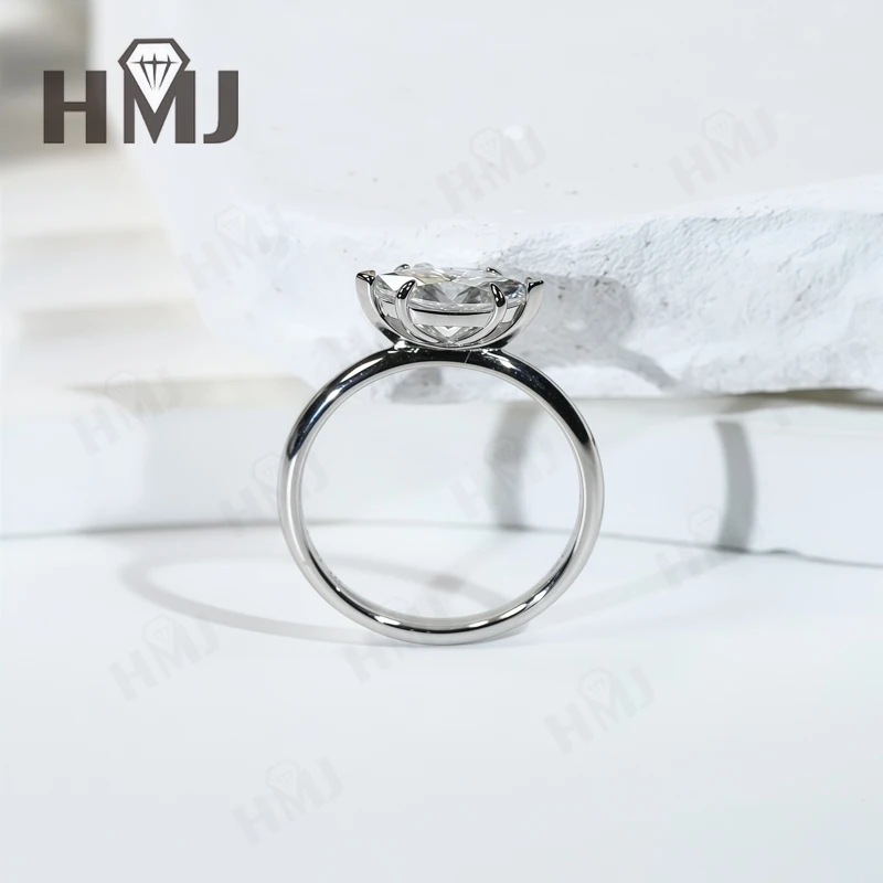 Bague en diamant Moissanite pour femmes, or 18 carats, couleur D, clarté VVS1, 6 broches, forme Marquise, 10K 14K S925, bijoux de mariage de haute qualité