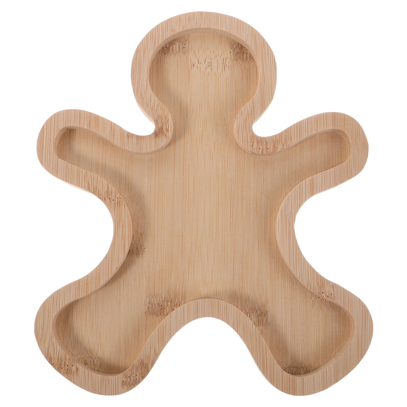 

Christmas Bamboo and Wooden Tray Decorative Gingerbread Platter for Dessert Man Cookie Serving Food