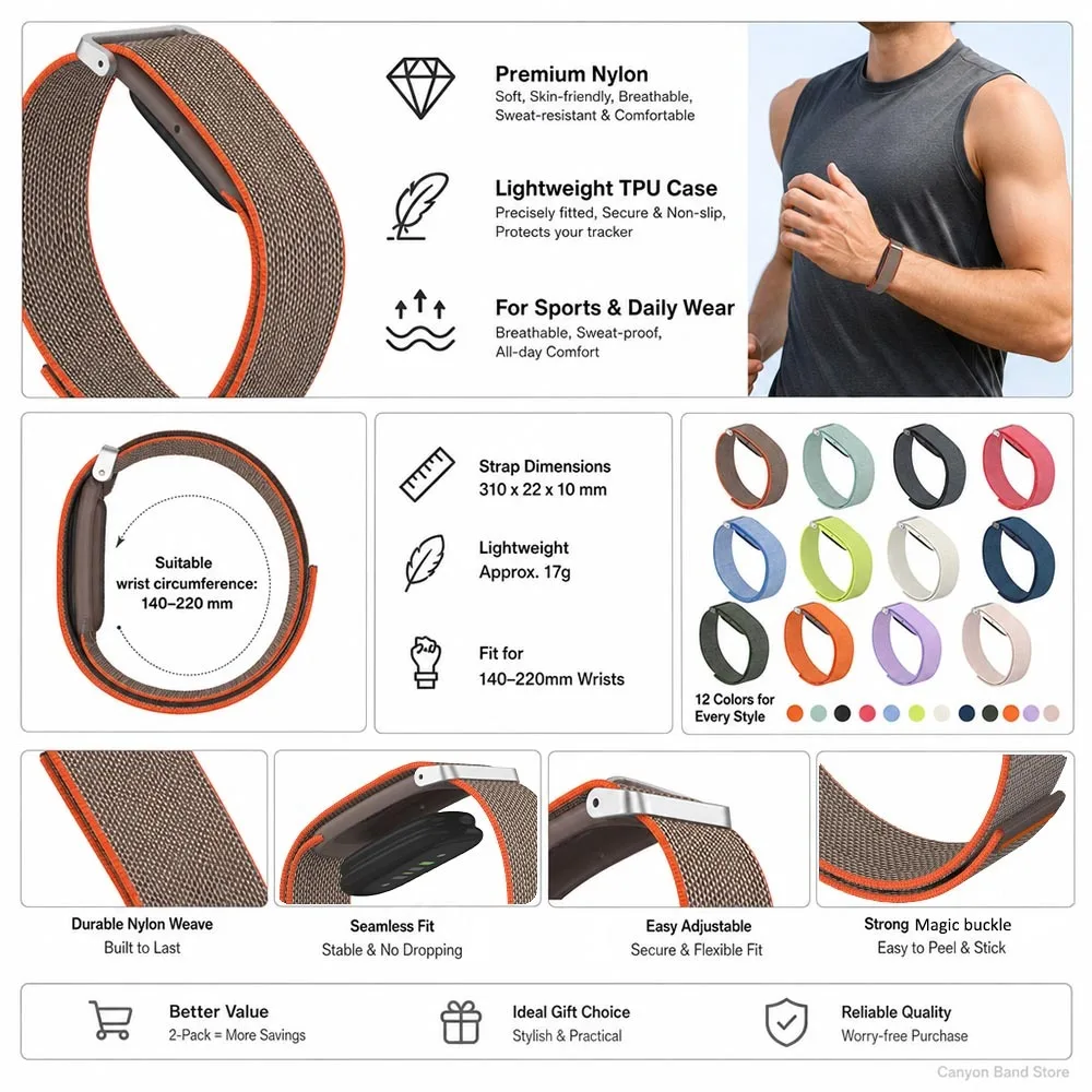 Premium Woven Nylon Strap for Google Fitbit Air Band Fitness Tracker Sport Replacement Band TPU Case for Google Fitbit Air Strap